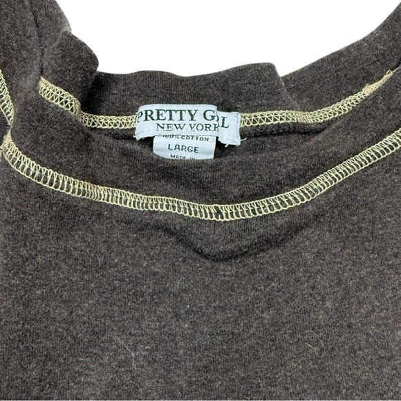 Pretty Girl Brown Off Shoulder Cotton Top Size Large - Picture 3 of 3